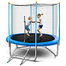 Rebounder Cama Elastica Infantil com Diâmetro e Rede de Proteção para até 120 kg, CAREBODA, Azul