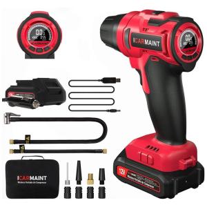 Compressor de Ar ICINT com Bateria Recarregável 20V 12V, 140PSI, ICINT, Vermelho