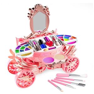 Kit de Maquiagem Infantil com 52 Peças, Não Tóxico e Lavável para Crianças de 3 a 12 Anos, TEMI Princesa, Rosa e Vermelha
