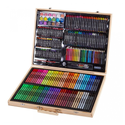 Kit de Pintura XARONF com 251 Peças e Caixa de madeira Portátil, Marrom Claro