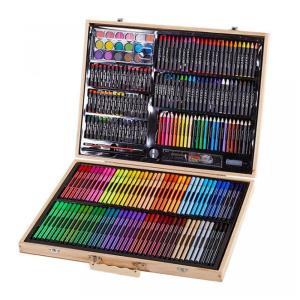 Kit de Pintura XARONF com 251 Peças e Caixa de madeira Portátil, Marrom Claro