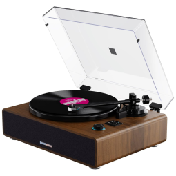 Vitrola Toca Discos Retrô Vitrola, 3 Velocidades com Bluetooth e USB, 110v, KEDOK, Cinza