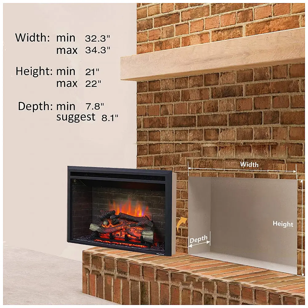 Lareira Elétrica PuraFlame EF302A de Embutir A56x89L com Controle Remoto, 110V, 1500W, Preta — foto 3