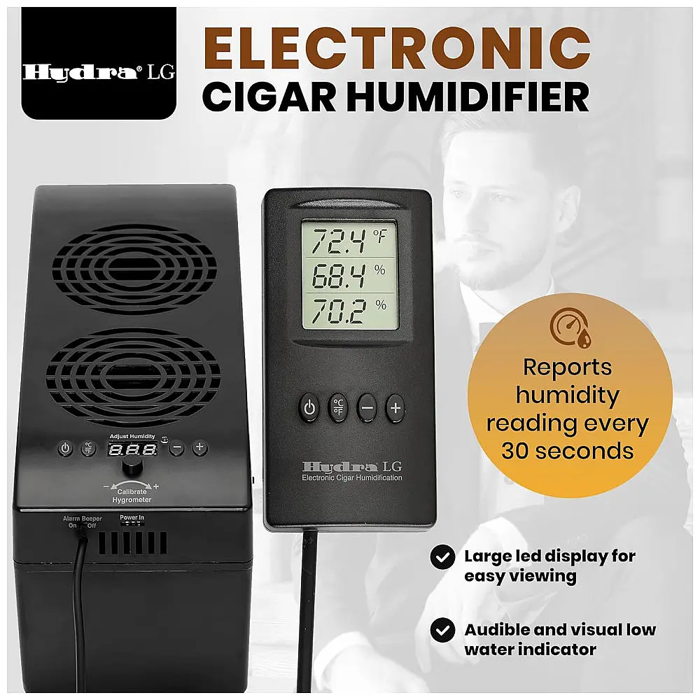 Umidificador Eletrônico Hydra HYDRA-LG Preto com Controle Remoto para Humidor até 453 Litros 110V — foto 2