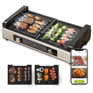 Churrasqueira Grill Elétrica até 6 Porções com Chapa Antiaderente e Controle de Temperatura, 110V, Gevi, Preta