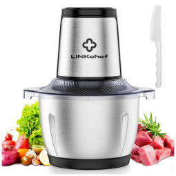 Mini Processador de Alimentos até 5 Xícaras em Aço Inoxidável, LINKChef, 110V 250W, Prata