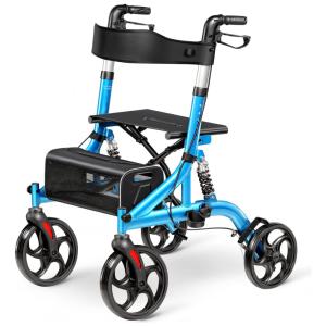 Andador para Idosos e Adultos com Amortecedor e Assento Leve, até 136 Quilos, LITELEPH 20601, Azul