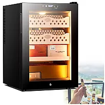 Humidor Elétrico Tsampa 50L para 200-300 Charutos com Controle de Temperatura e Gavetas de Cedro Espanhol 110V