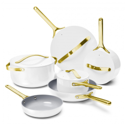 Conjunto de Panelas Cerâmicas Caraway Branco Antiaderente sem PTFE/PFAS 16 Peças com Organizadores