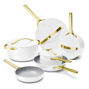 Conjunto de Panelas Cerâmicas Caraway Branco Antiaderente sem PTFE/PFAS 16 Peças com Organizadores