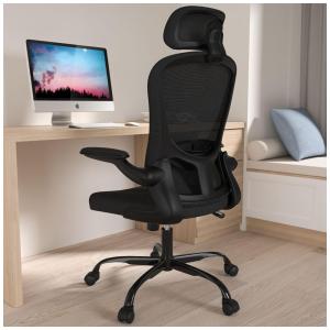 Cadeira de Escritório Ergonômica em Malha Respirável com Apoio de Braços Dobráveis, Silybon, Rosa