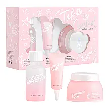 Kit Skincare Completo Tônico Clareador de Poros, Água Termal e para os Olhos, SATURDAY SKIN Take Control, Rosa