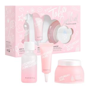 Kit Skincare Completo Tônico Clareador de Poros, Água Termal e para os Olhos, SATURDAY SKIN Take Control, Rosa