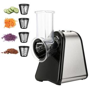 Ralador e Fatiador Elétrico Profissional com 4 Lâminas 150W, 110v, SZIKAWO GS 903, Preto