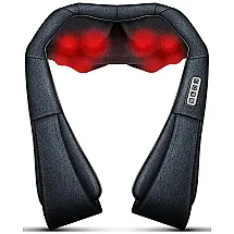 MoCuishele Massageador Shiatsu Elétrico Portátil 3D para Ombros, Costas, Bivolt, Preto