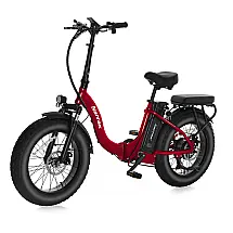 Bicicleta Elétrica Dobrável Narrak S129 Vermelho, Motor Traseiro 750W (Pico 1100W), Bateria 48V 13Ah (624Wh), Pneus Largos 20"x4"