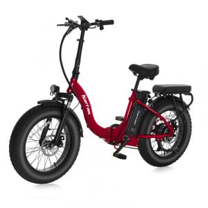 Bicicleta Elétrica Dobrável Narrak S129 Vermelho, Motor Traseiro 750W (Pico 1100W), Bateria 48V 13Ah (624Wh), Pneus Largos 20"x4"