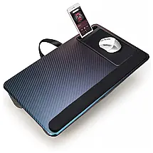 Mesa de colo para laptop, com mouse pad, descanso de pulso e suporte de telefone, cabe em laptops de até 17 polegadas azul roxo