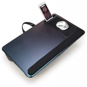 Mesa de colo para laptop, com mouse pad, descanso de pulso e suporte de telefone, cabe em laptops de até 17 polegadas azul roxo
