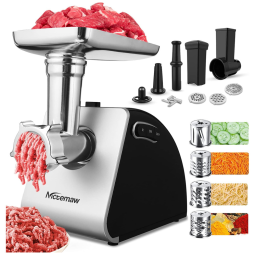 Nictemaw Moedor de Carne Elétrico 9 em 1 Profissional, 3 Lâminas para Moagem, Aço Inoxidável, 2000W, 110V