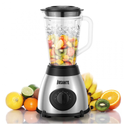 Liquidificador de Bancada 1.4L com 5 Velocidades e Jarra de Vidro, 1000W 110V, JUSANTE, Prata