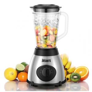 Liquidificador de Bancada 1.4L com 5 Velocidades e Jarra de Vidro, 1000W 110V, JUSANTE, Prata