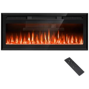Lareira Elétrica Ecológica 26" 66 cm com Controle Remoto, Cores de Chama Ajustáveis e Temporizador, 110V 750W/1500W, Sixfivsevn F2026H
