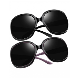 Óculos de Sol Feminino Polarizados com Proteção UV, Joopin D04, 2 Unidades, Preto e Preto Roxo