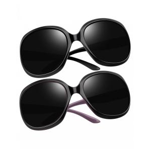 Óculos de Sol Feminino Polarizados com Proteção UV, Joopin D04, 2 Unidades, Preto e Preto Roxo