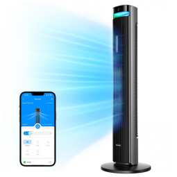 Ventilador de Torre, Estilo Moderno com Temporizador de 24H, Silencioso, 5 Modos, 12 Velocidades e Controle por APP ou Voz, 110V 48W