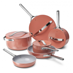 Conjunto de Panelas Antiaderente Cerâmico Caraway Deluxe 16 Peças Perracotta com Suportes Magnéticos