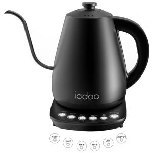 Chaleira Elétrica 1L com Desligamento Automático, Aço Inoxidável, 1000W, 110v, IODOO, Preto