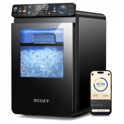 Máquina de Gelo Nugget Ecosy Preto com Painel Colorido, Controle APP, 20 kg/dia, Autolimpeza, IM-NS451B