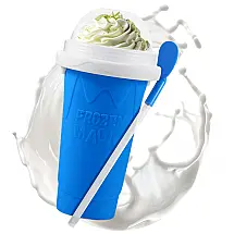 Copo Slushy Maker REGNBUE Azul 400ml Silicone Livre de BPA com Tampa e Canudo Reutilizável