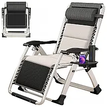 Cadeira Reclinável Ajustável Gravidade Zero com Mesa Lateral, MOPHOTO, Branco