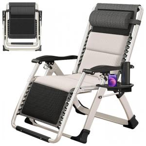 Cadeira Reclinável Ajustável Gravidade Zero com Mesa Lateral, MOPHOTO, Branco