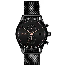 Relógio Masculino Analógico Quartzo com Fusos Horários Duplos, MVMT MV01 BBRG, Preto