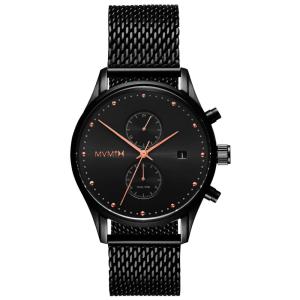 Relógio Masculino Analógico Quartzo com Fusos Horários Duplos, MVMT MV01 BBRG, Preto