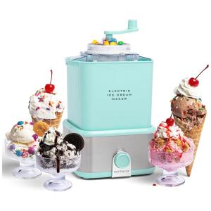 Nostalgia Máquina de Sorvete Elétrica Retro 2L de Capacidade com Triturador, 110V, Azul