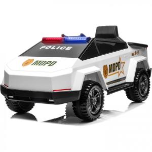 MX Truck Carro Elétrico Policial 12V Recarregável para Crianças 1 Assento até 34 kg, Idade Recomendada 3 Branco