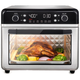 Forno Elétrico de Bancada 12 em 1, 26L com Acessórios Inclusos e Livro de Receitas, 110V 1700W, Karida MC24, Preto e Prata