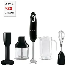 Mixer Retrô Anos 50 com Velocidade Variável e Acessórios 350W, SMEG HBF02BLUS, Preto