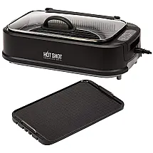 Churrasqueira Elétrica Antiaderente, Aço Inoxidável, 1500W, 110v, HOT SHOT SMOKELESS GRILL, Preto