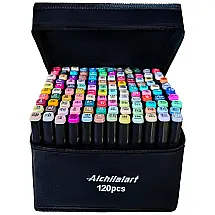 Conjunto de Canetas Artisticas 120 Cores de Ponta Dupla para Adultos e Crianças, Alchilalart