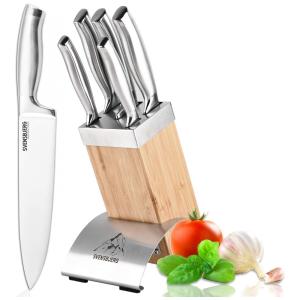Conjunto de Facas em Aço Inoxidável com Bloco de Bancada, 6 Peças, SVENSBJERG SB MB101 KS101, Prateado