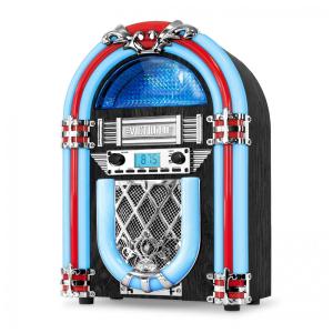 Jukebox Vintage de Bancada com Bluetooth Embutido, 110v, VICTROLA VJB 127, Prateado