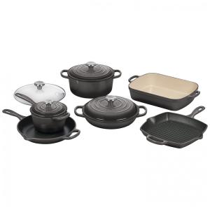 Conjunto de Panelas e Frigideira de Ferro Fundido, 10 Peças, LE CREUSET MS2110 7FSS, Preto