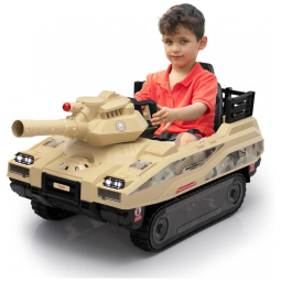 Carro Elétrico Infantil Tanque Militar Off-Road a Bateria 24V com Controle Remoto, TOBBI