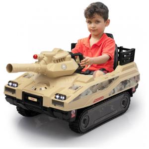 Carro Elétrico Infantil Tanque Militar Off-Road a Bateria 24V com Controle Remoto, TOBBI