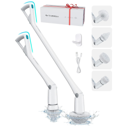 Escova Elétrica Rotativa 360 sem Fio com 2 Velocidades e 6 Acessórios, Branca, 110v, TILSWALL M4, Branco